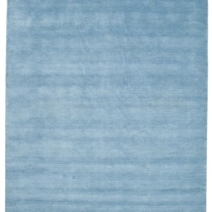 Modern Handloom fringes ! Light Blue !  100% Woolen Hand Tufted Rug Designer Wool Soft Area Rug Handmade Rugs for Living Room