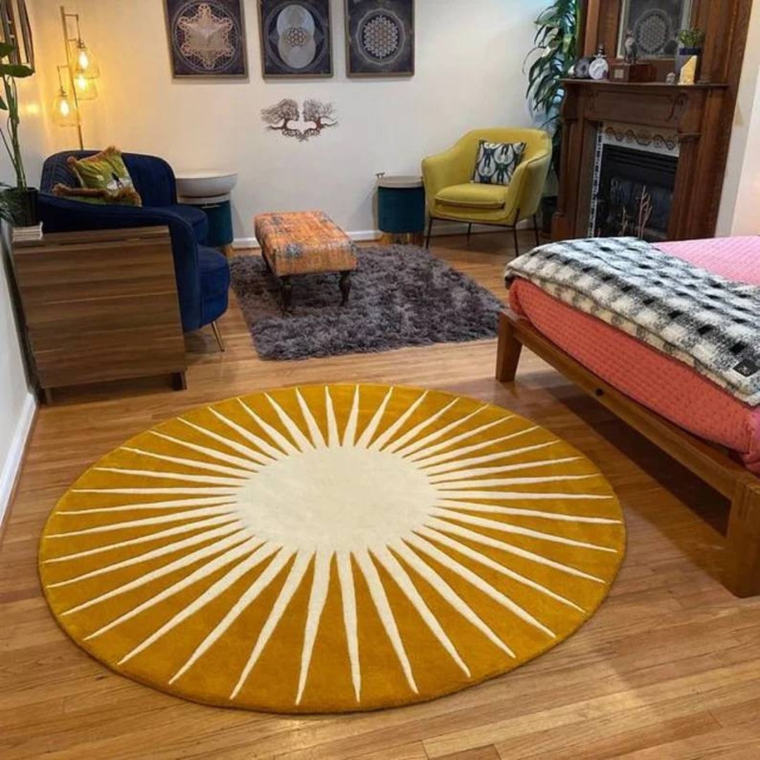 Vasarely Round Wool Rug 100 Woolen Area Rug for Hall Kitchen Etsy