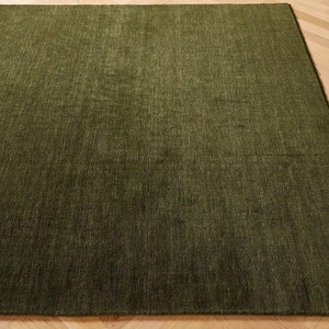 Solid Plain Moss Green Handloom Rug Handmade woolen Rugs, Eco Friendly Rug, Living Room Rug, Modern Rug, Kitchen Rug 9x12ft.10x14 ft.12x15ft