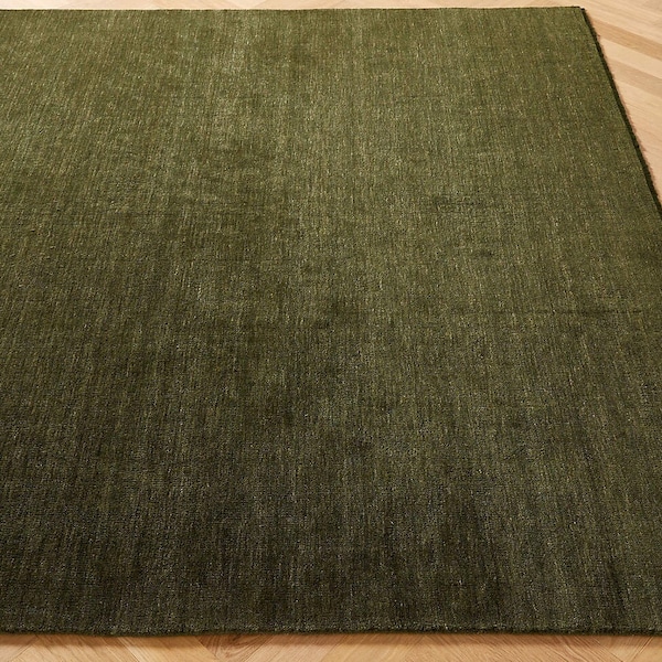 Solid Plain Moss Green Handloom Rug Handmade woolen Rugs, Eco Friendly Rug, Living Room Rug, Modern Rug, Kitchen Rug 9x12ft.10x14 ft.12x15ft