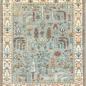 Handmade Rugs 5X8 ! 6X9 ! 8X10 Antique Design  Oushak Hand Knotted Turkish Style Rug, Colorful Oushak Modern Rugs, #8392