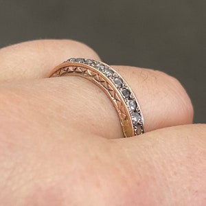 Antique Victorian Brown Diamond Ring Band, 0.3CT Antique rose cut brown Diamond, Antique Jewelry, Victorian ring,  collector vintage jewelry