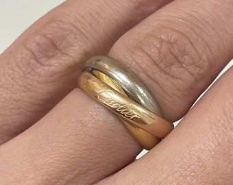Cartier Ring Solid 18 Karat White Yellow Rose Gold Estate Ring Etsy