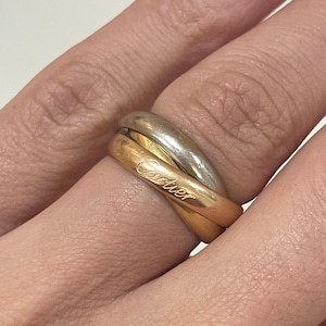 Cartier Ring, Solid 18 Karat White, Yellow & Rose Gold, Estate Ring