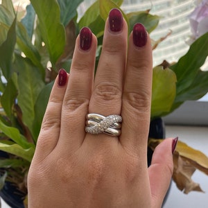Vintage Chunky Ring, 0.5CT Natural Diamond ring, 18k White Gold, Vintage Jewelry, thick ring, Jewelry gift for mom, anniversary gift for her