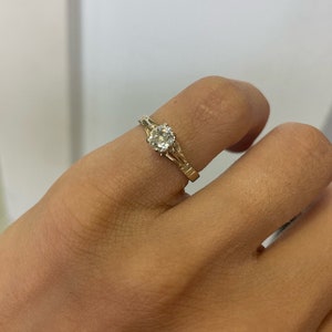 Antique Engagement ring, 0.30CT Old Mine Cut Natural Diamond, 18k Gold White, April birthstone ring, Birthday Gift, Vintage Solitaire Ring