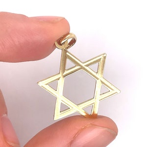 STAR OF DAVID Pendant -Gold Jewish Pendant Solid 14K Yellow Gold, Handmade Pendant, Estate Pendant, Best Bar-Mitzvah Gift For Him