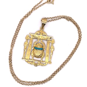 Egyptian Dung Beetle Pendant-Solid 18K Gold, HandMade, Vintage Pandant