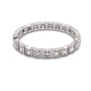 Vintage Eternity Ring, ZigZag Ring, 0.35 CT Natural Diamonds, 18k White Gold, Vintage Ring, estate jewelry, gold diamond ring, stacking ring