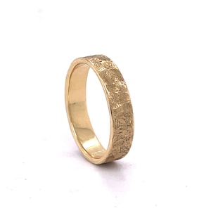 Textured Gold Band Wedding Ring, Unique Wedding Band, 14k Yellow Gold Band, Matte Finish ring, matte gold ring, unisex ring, wedding jewelry