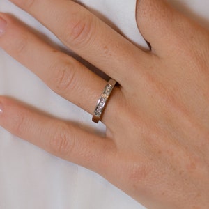 Estate Stacking Ring 0.35 CT Round Shape Natural Diamond , Solid 14k White Gold , Vintage Ring , Hand Made