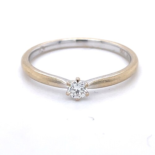 Estate Solitaire Ring, 0.1CT Round Diamond ring, 18k White Gold, Estate Jewelry Rings, tiny diamond ring, dainty ring, small diamond ring