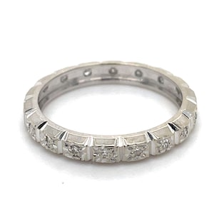 Vintage Eternity Ring 0.15CT Single Cut Natural Diamond, Solid 14k White Gold, Estate Ring, Stackable ring, Estate jewelry, wedding band