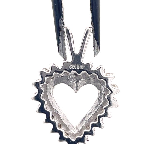 Small Vintage Heart Pendant, 0.2CT Natural Diamon… - image 5