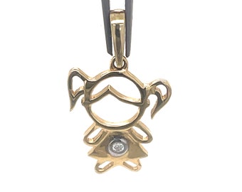 Pingentes para meninas e crianças, pingente de diamante, ouro amarelo 14k, pingente infantil para colares, presente para novas mães, presentes para mães, ideias para presentes para mães