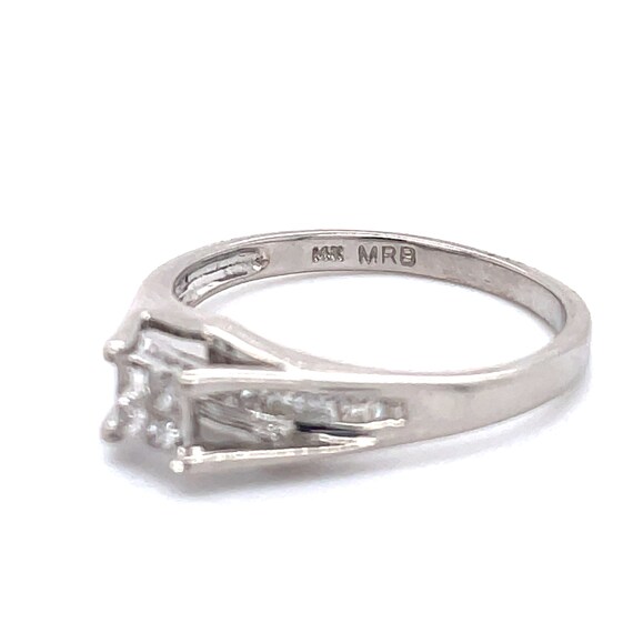 Diamond Bridge Engagement Ring, 0.34ct Princess c… - image 5