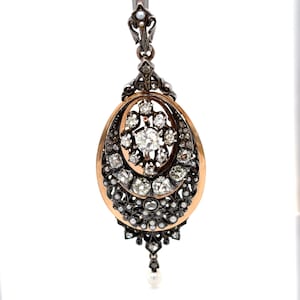 Antique Victorian Diamond Pendant, 3.5CT Old Mine Cut Diamonds & Pearls Pendant, Statement Vintage Pendant, Antique jewelry,Old Cut Diamonds