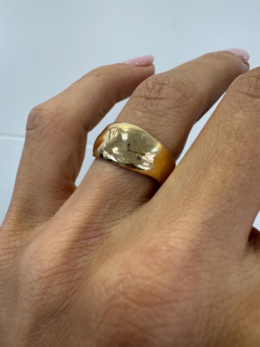 Gold Chunky Ring Band, 14k Yellow Gold, Unique Jewelry, Thick Gold Ring — free download