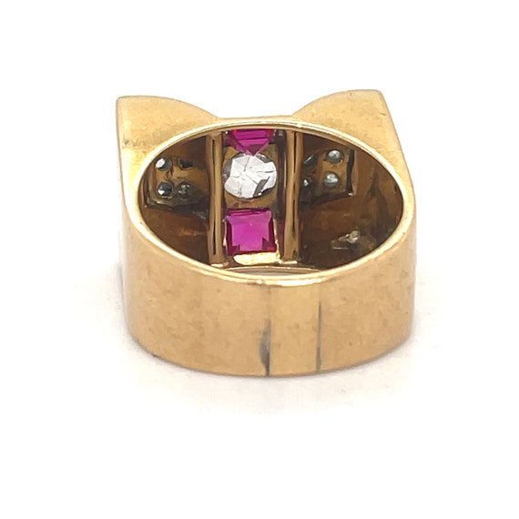 Vintage Ruby Ring, Ruby Tank Ring -0.5CT ruby, 18… - image 7