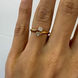 Vintage Toi et Moi Ring, 0.26CT  Natural Diamond, 18k Yellow Gold, Toi Et Moi ring, dainty ring, Estate Jewelry,vintage jewelry,Promise ring