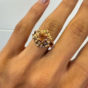 Orange Citrine Estate Ring, 1.3CT Citrine Ring, 18k Yellow Gold, Vintage Jewelry, Orange Gemstone jewelry, abstract ring, birthstone jewelry