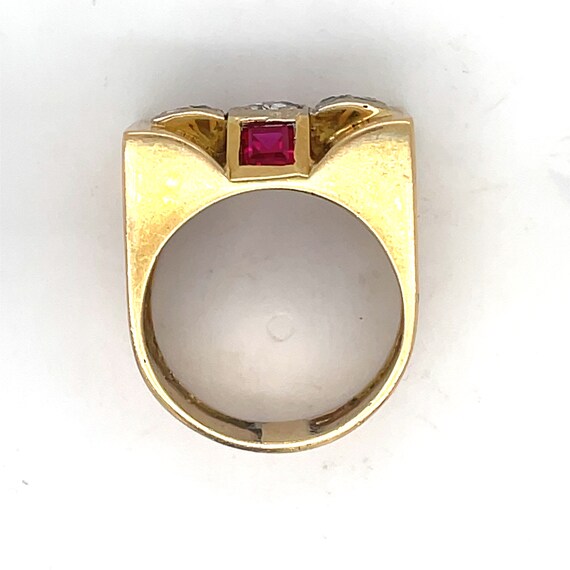 Vintage Ruby Ring, Ruby Tank Ring -0.5CT ruby, 18… - image 9
