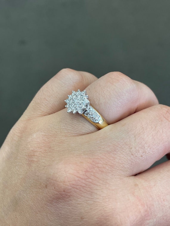 Gold Vintage Star Ring, 0.60CT Natural Diamond, 18k Yellow Gold