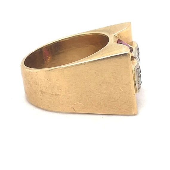 Vintage Ruby Ring, Ruby Tank Ring -0.5CT ruby, 18… - image 6