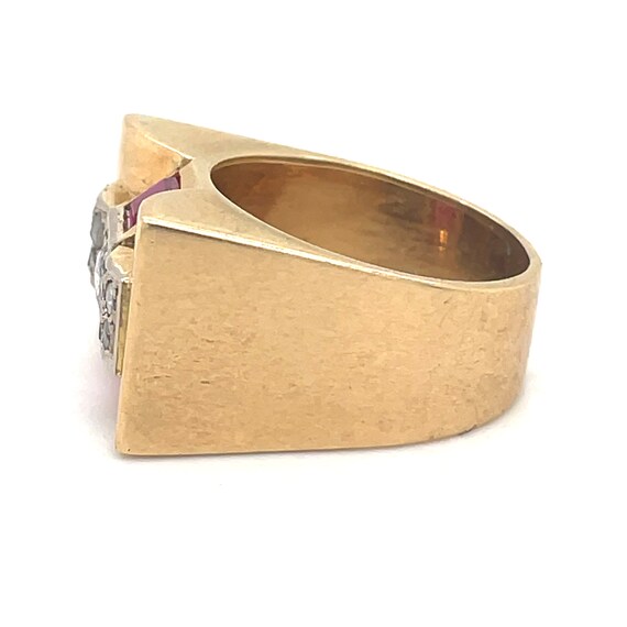 Vintage Ruby Ring, Ruby Tank Ring -0.5CT ruby, 18… - image 5