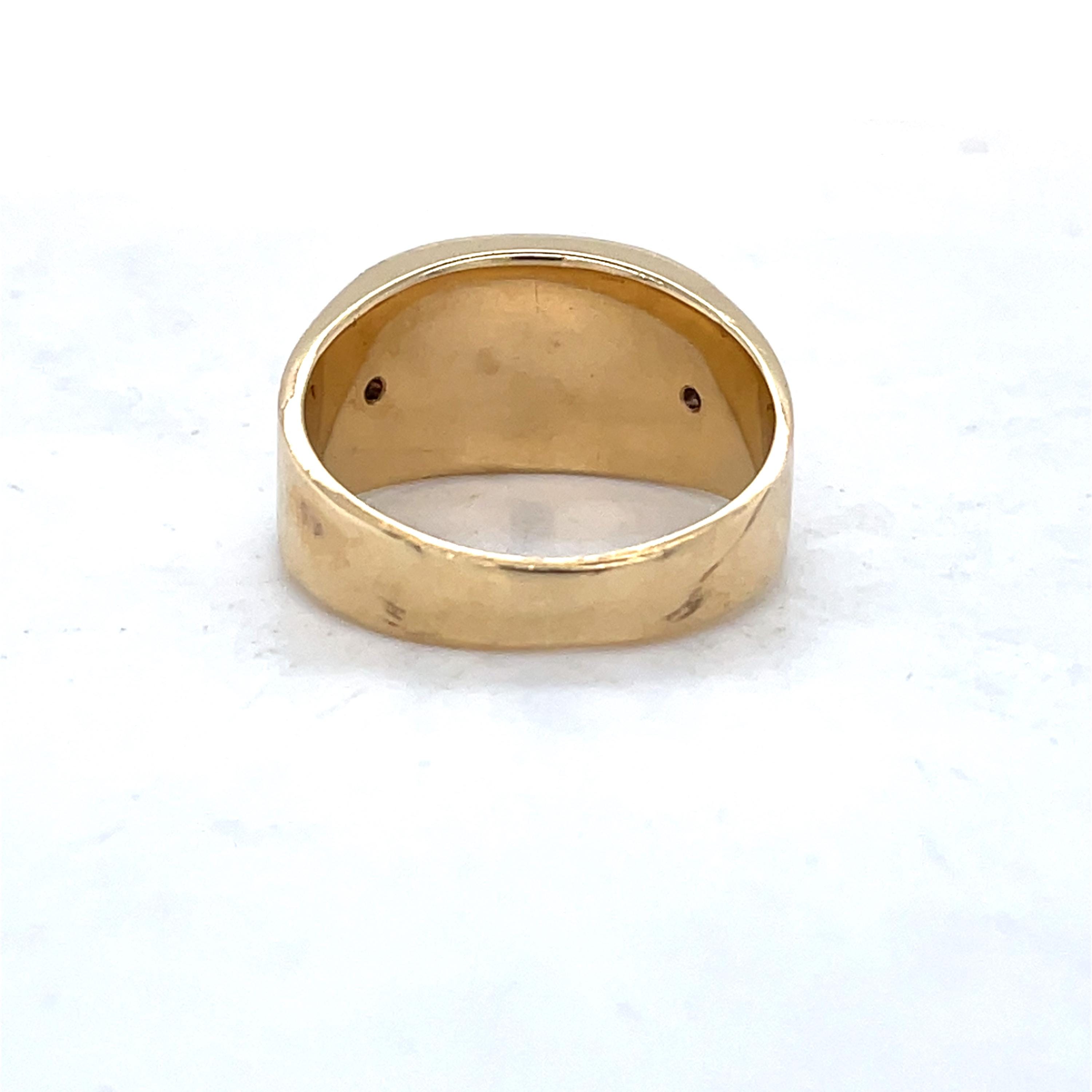 Unique Vintage Onyx and Diamond Unisex Ring, 14k Yellow Gold