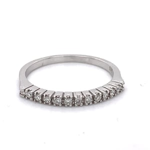 Thin Diamond Band Ring, Half Eternity Stacking ring, diamond jewelry, 14K White gold, jewelry gift for wife, Stackable Rings, wedding ring