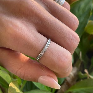 White Gold Diamond Stacking Ring, 0.25CT Natural Diamonds ring, 14k White Gold simple ring, Estate Jewelry, Minimalist jewelry, mothers ring