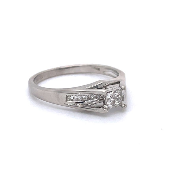 Diamond Bridge Engagement Ring, 0.34ct Princess c… - image 6