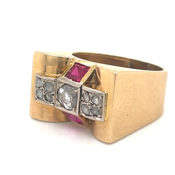 Vintage Ruby Ring, Ruby Tank Ring -0.5CT ruby, 18… - image 8