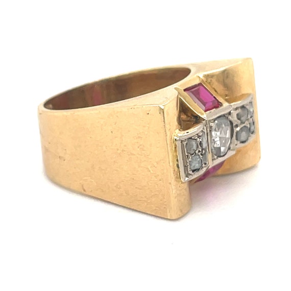 Vintage Ruby Ring, Ruby Tank Ring -0.5CT ruby, 18… - image 10