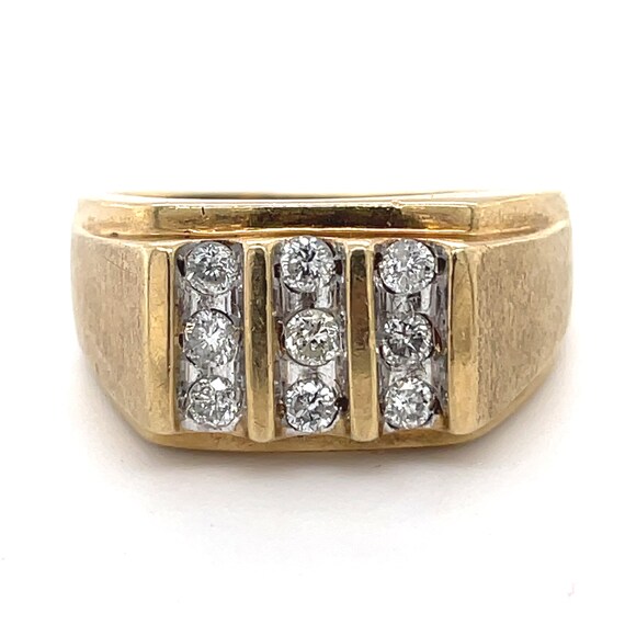 Vintage Men Diamond Ring, 0.32CT Natural Diamond,… - image 2