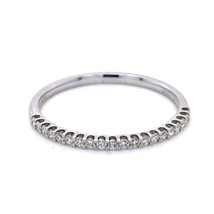 Minimalist Stacking Diamond Band, Half Eternity Stackable ring, diamond jewelry, 18K White gold Rings, Dainty Ring Anniversary Gifts for Her