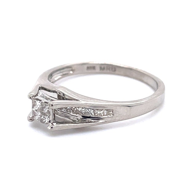 Diamond Bridge Engagement Ring, 0.34ct Princess c… - image 1