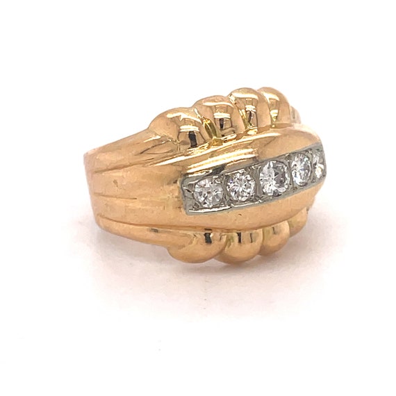 Vintage Dome Ring, 0.4CT Natural Diamond, 18k Yel… - image 7