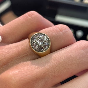 Vintage Ring 1 CT Old Rose Cut Natural Diamond , Solid 18k Yellow Gold , Estate Ring , HandMade ring, Antiqe doamond rind