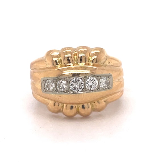 Vintage Dome Ring, 0.4CT Natural Diamond, 18k Yel… - image 8