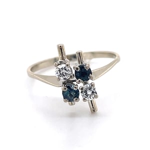 Sapphire and Diamond Ring, Sapphire Ring, Estate jewelry, 18k White Gold, vintage ring, jewelry gift, blue sapphire ring, gemstone ring
