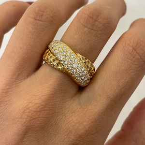 Yellow Sapphire Gold Ring - 1ct Yellow Sapphire + 1CT Diamond, 18k Yellow Gold, Vintage Ring, Estate jewelry, statement ring,crossover ring