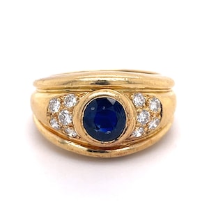Vintage Sapphire Ring - 0.5CT Natural Sapphire, 18k Yellow Gold, Estate Jewelry, Vintage Jewelry, Cigar Ring, gold vintage ring, unisex ring