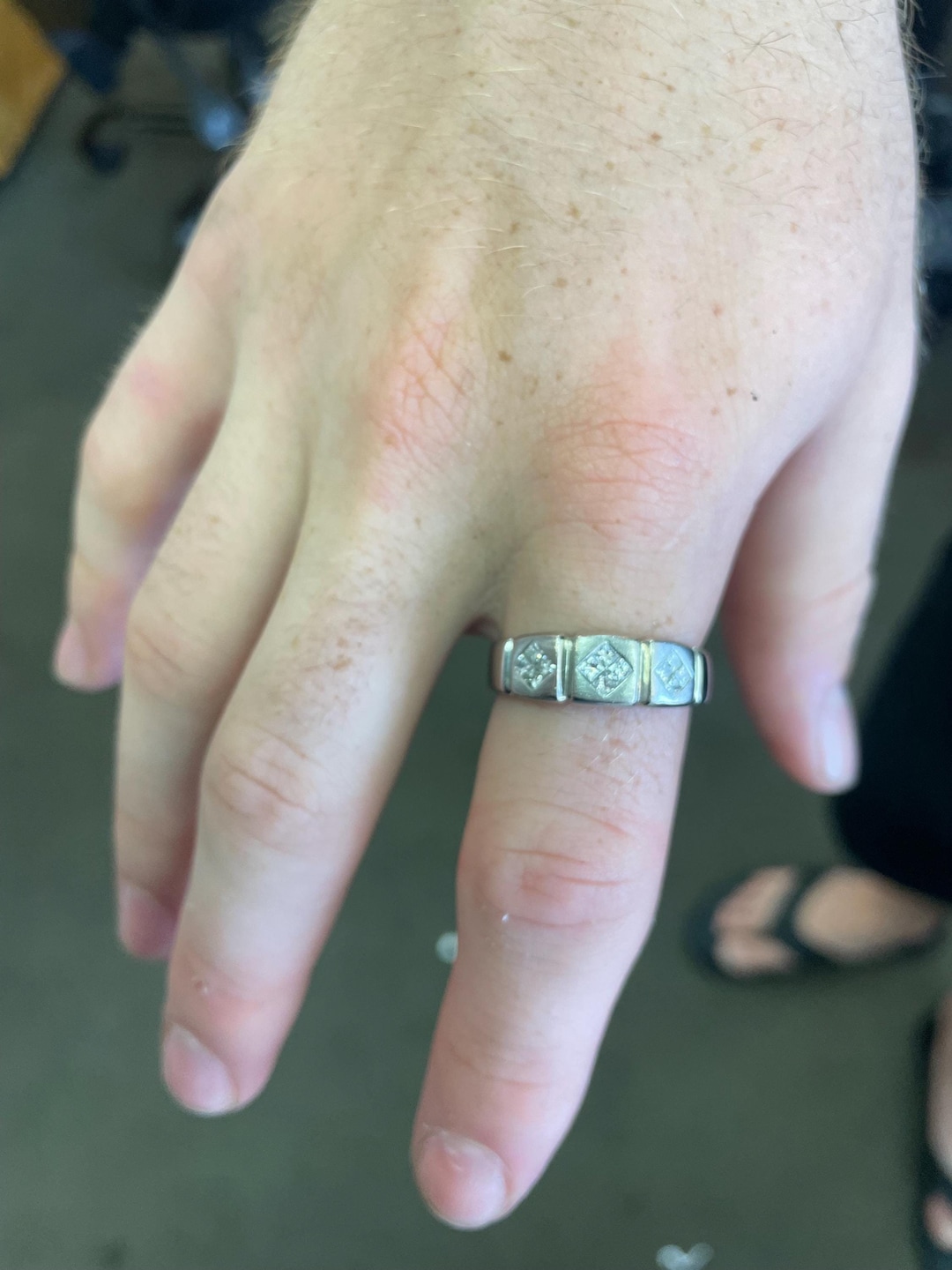 Vintage Men Ring, 0.40CT Princess Cut Natural Diamond, Solid 14k White ...