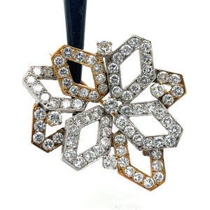 Amazing Diamond Brooch - 14K White + Rose gold Brooch, 3CT Diamonds, Vintage Brooch, Estate Jewelry, Estate Diamond Brooch, brooch for women