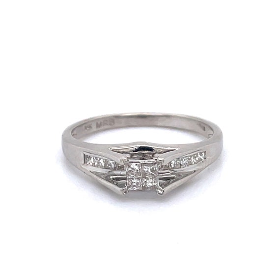 Diamond Bridge Engagement Ring, 0.34ct Princess c… - image 2