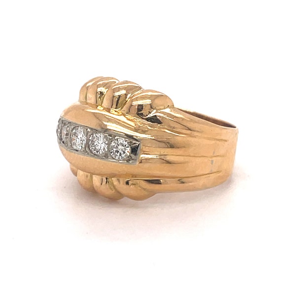 Vintage Dome Ring, 0.4CT Natural Diamond, 18k Yel… - image 3
