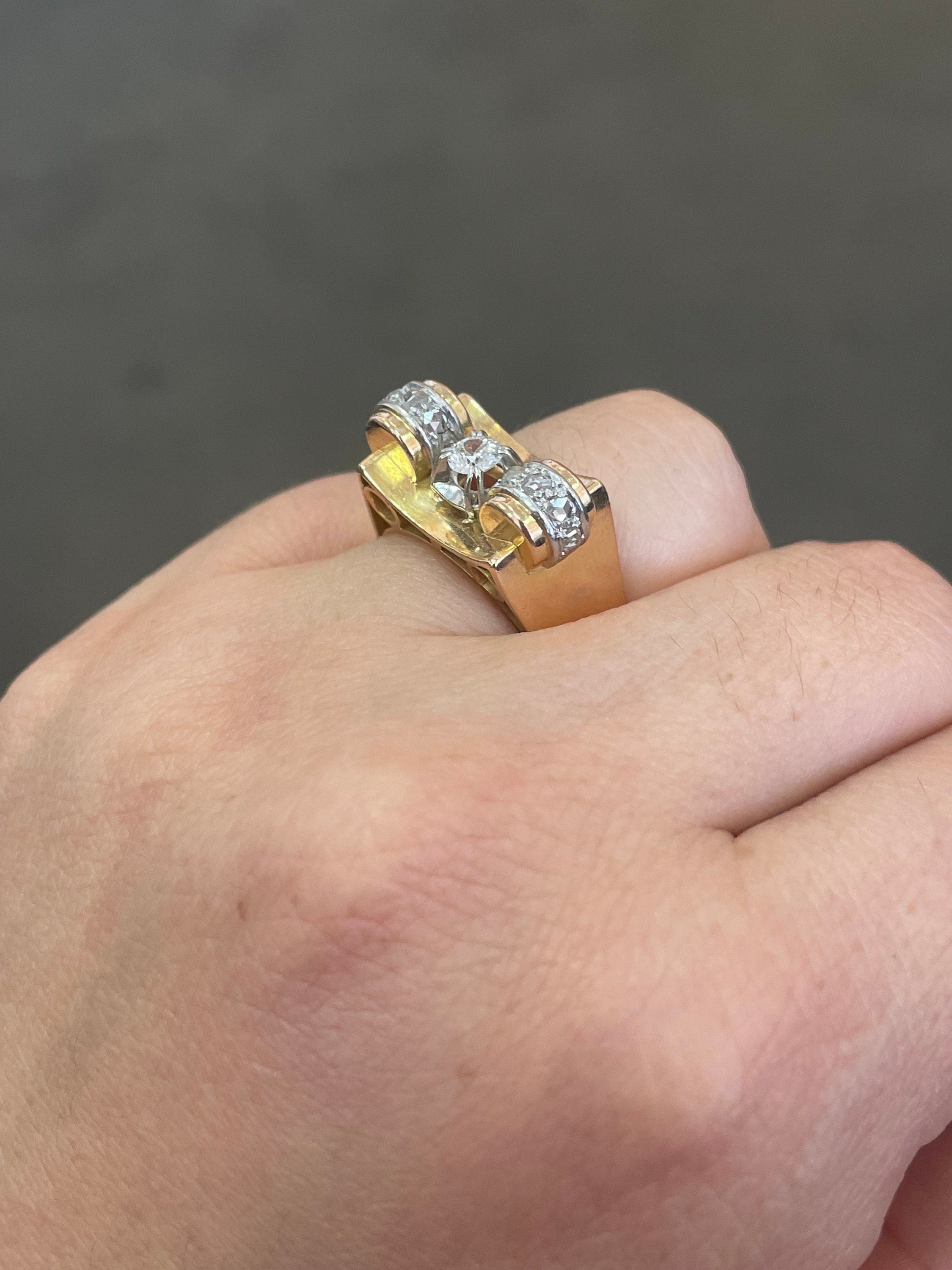 SOLAKZADE 1940s Tank Ring 18k diamond（RETRO 1940s TANK 18CT