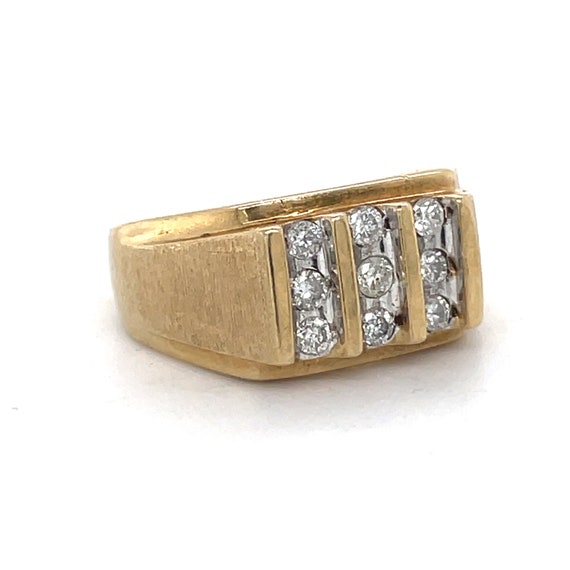Vintage Men Diamond Ring, 0.32CT Natural Diamond,… - image 8